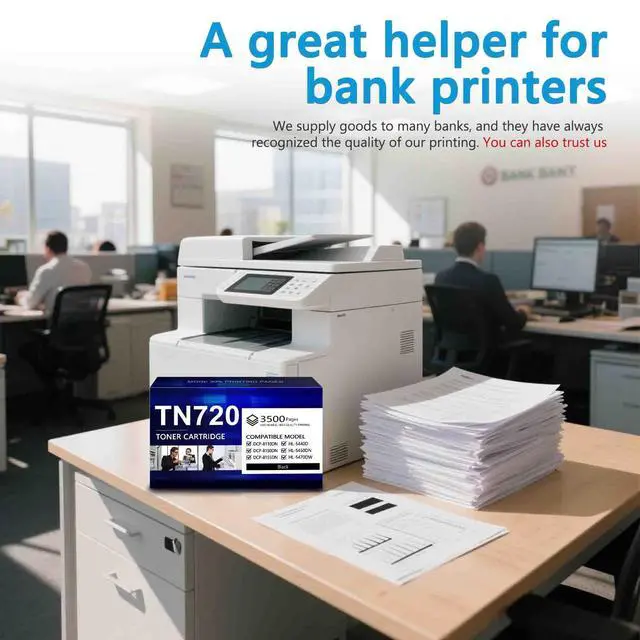 Alt view image 7 of 7 - TN-720 TN720 Toner Cartridge 4-Pack Black Replacement for Brother TN750 TN-750 TN720 TN-720 HL-5450DN HL-5470DW HL-6180DW MFC-8710DW MFC-8910DW MFC-8950DW