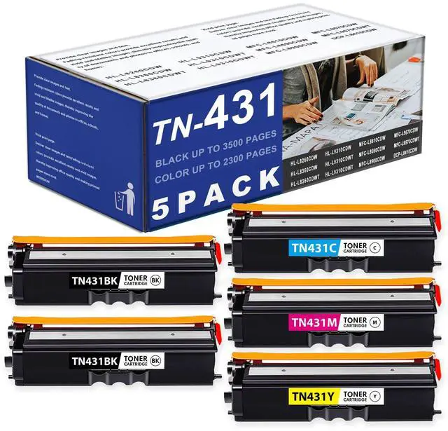 Main image of 5 Pack TN431BK TN431C TN431M TN431Y Toner Cartridge Replacement for Brother 431 TN431 TN-431 HL-L8360CDW HL-L8260CDW MFC-L8610CDW MFC-L8900CDW MFC-L8690CDW Printer - TN431 Color Toner Cartridge Set