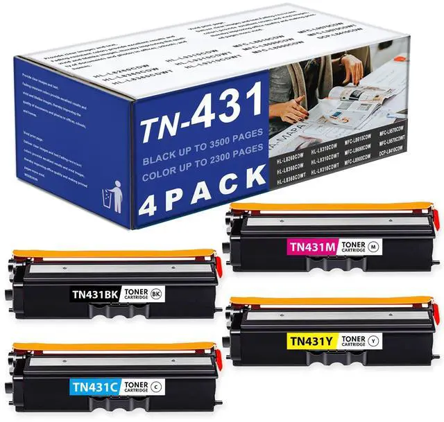 Main image of 4-Color TN431BK, TN431C, TN431Y, TN431M Toner Cartridge Set, Wee Compatible Replacement for Brother TN-431 TN431 HL-L9310CDW HL-L8260CDW HL-L8360CDW MFC-L8610CDW Printer