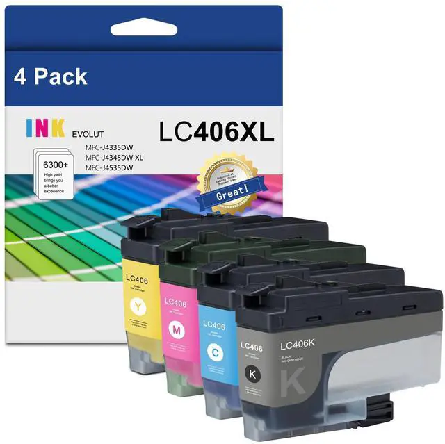 Main image of Compatible Ink Cartridge Replacement for Brother LC406XL, Cyan, Magenta, Yellow, Black, 4 Pack