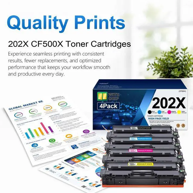 Alt view image 5 of 7 - 202X Toner Cartridges High Yield - 4-Pack Replacement for HP 202X CF500X Works with Color Pro MFP M281cdw M254dw M281fdn M254dn M254nw M281 M254 Printer (Black Cyan Yellow Magenta)
