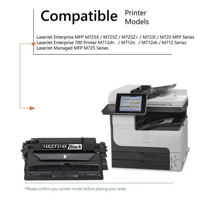 Alt view image 2 of 6 - CF214X 14X Black High Yield Toner Cartridge with Chip 2-Pack, 14X Toner Replacement for HP 14X Toner 14A CF214A Compatible with Laser Enterprise M712 Series, Laser Enterprise MFP M725 Series Printer