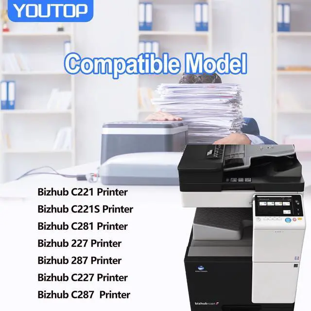 Alt view image 2 of 6 - 4PK TN321 TN322 TN220 TN221 TN323 Black Toner Cartridge (A33K130) Compatible for Konica Minolta bizhub 224e 284e 364e C227 C287 C7822 C7828 Printer