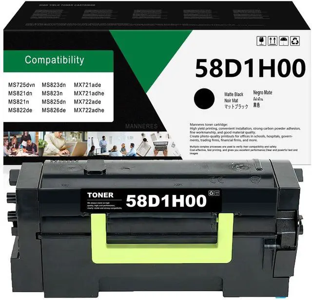 Main image of 58D1H00 Black High Yield Toner Cartridge (1-Pack) - Replacement for Lexmark 58D1H00 Toner Cartridge MS725 MS821 MS822 MS823 MS824 MS825 MX721 MX722 MX725 Printer