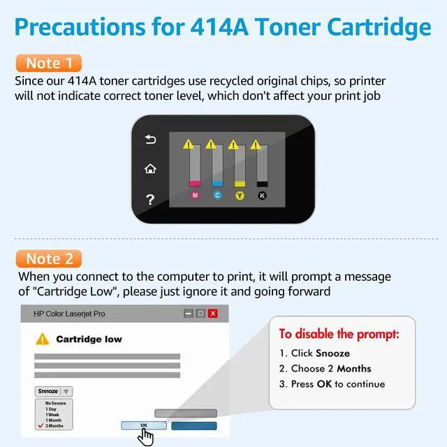 Alt view image 6 of 7 - Toner Cartridge Replacement for HP 414A (Black, Yellow, Cyan, Magenta)