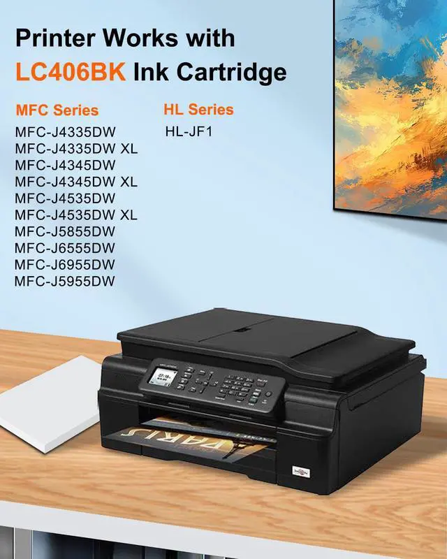 Alt view image 3 of 7 - LC406BK LC406 Ink Cartridges High Yield Compatible LC406 Black Ink Cartridges Replacement for Brother LC406BK Ink Cartridges for MFC-J5855DW MFC-J4535DW MFC-J6555DW MFC-J4335DW Printer (4-Pack,Black)