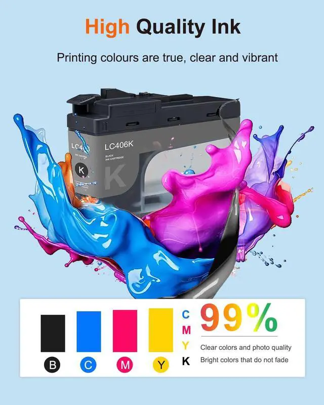 Alt view image 5 of 7 - LC406BK LC406 Ink Cartridges High Yield Compatible LC406 Black Ink Cartridges Replacement for Brother LC406BK Ink Cartridges for MFC-J5855DW MFC-J4535DW MFC-J6555DW MFC-J4335DW Printer (4-Pack,Black)