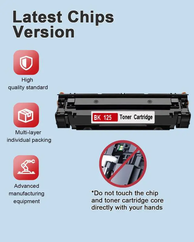 Alt view image 4 of 7 - 125 High-Yield Black Toner Cartridge 3-Pack Replacement for Canon 125 Toner Cartridge for imageclass LBP6030w LBP6000 LBP3100 MF3010 Printer