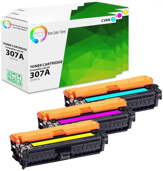 Main image of 307A Color Toner Cartridge 3 Pack - Compatible Replacement for HP 307A CE741A CE742A CE743A Works with HP Color LaserJet Professional CP5225 Printers (Cyan Magenta Yellow)