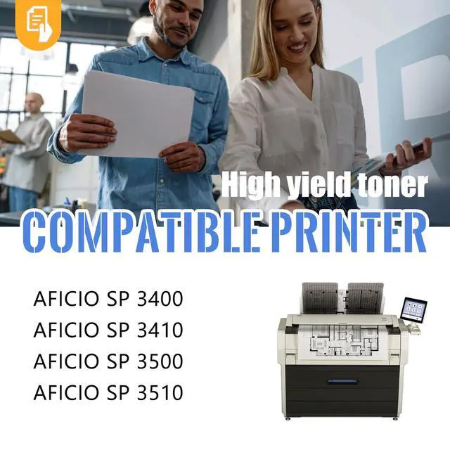 Alt view image 2 of 6 - 2 Pack SP 3400LA Black Toner Cartridge (with Chip) | Replacement for Ricoh SP 3400LA Work with Aficio SP 3400 3410 3500 3510 | 406464
