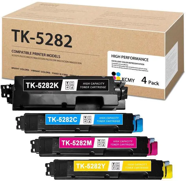 Main image of TK-5282 TK5282 Toner Cartridge 4Pack (1BK/1C/1M/1Y) - Compatible 1T02TW0US0 1T02TWCUS0 1T02TWBUS0 1T02TWAUS0 Toner Replacement for Kyocera Ecosys M6235cidn M6235 P6235 Printer