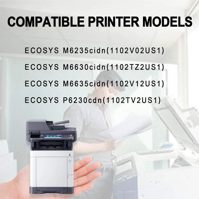 Alt view image 2 of 5 - 4 Pack-1BK+1C+1M+1Y TK5272 TK-5272 1T02TV0US0 1T02TVCUS0 1T02TVBUS0 1T02TVAUS0 Toner Cartridge Replacement for Kyocera ECOSYS M6235cidn (1102V02US1) M6630cidn (1102TZ2US1) Kit Printer, Black