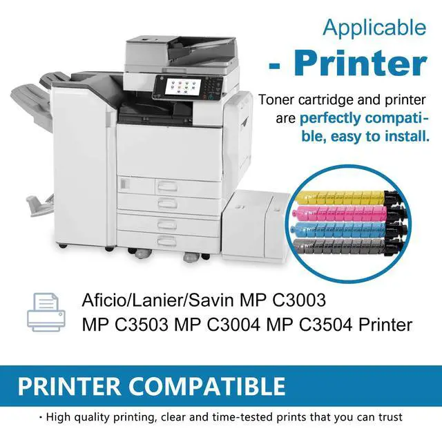Alt view image 2 of 7 - MP C3503 Toner Cartridge Set (4 Pack, 1BK/1C/1M/1Y) for Ricoh Aficio/Lanier/Savin MP C3003/3503/3004/3504 Printers: High Yield, Economical, Clear Graphics, Multi-Layer Packaging