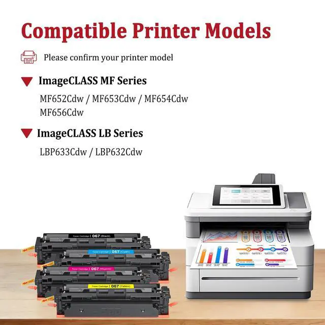 Alt view image 2 of 7 - 067 067H Toner Cartridge High Capacity Set (4 Pack, Bk/C/Y/M) Replacement for Canon 067 Toner, Works with LBP633Cdw LBP632Cdw MF652Cdw MF653Cdw MF654Cdw MF656Cdw Printer