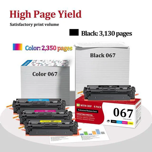 Alt view image 3 of 7 - 067 067H Toner Cartridge High Capacity Set (4 Pack, Bk/C/Y/M) Replacement for Canon 067 Toner, Works with LBP633Cdw LBP632Cdw MF652Cdw MF653Cdw MF654Cdw MF656Cdw Printer