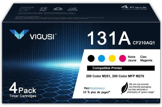 Main image of 131A Toner Cartridges 4-Pack Compatible Raplacement for HP 131A | CF210A CF211A CF212A CF213A for Pro 200 Color M251, Pro 200 Color MFP M276 Printer (Black, Cyan, Magenta, Yellow) CF210AQ1 Toner