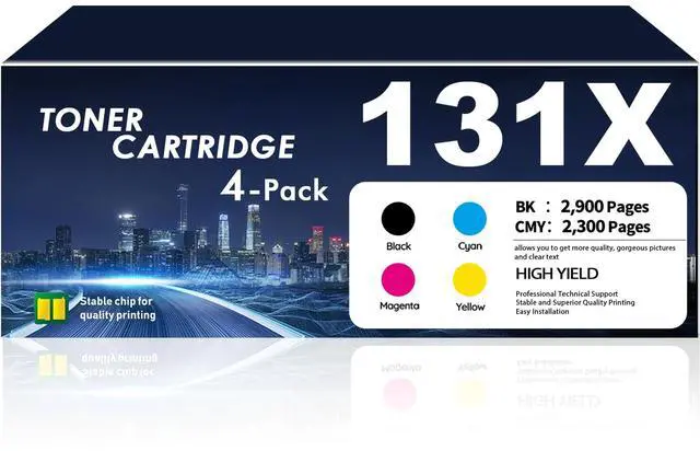 Main image of 131X Toner Cartridges 4 Pack High Yield (Black, Cyan, Magenta, Yellow) Compatible for HP 131X 131A Works Color Laser Jet Pro 200 Color MFP M276n M276nw M251n M251nw M276 M251 Printer