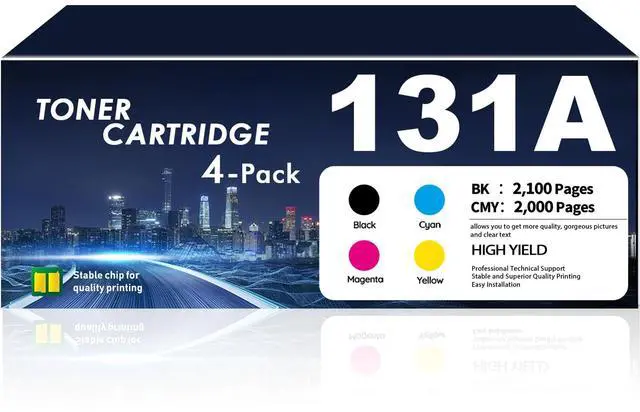 Main image of 131A Toner Cartridges 4 Pack (Black, Cyan, Magenta, Yellow) Compatible for HP 131A 131X Works Color Laser Jet Pro 200 color MFP M276n M276nw M251n M251nw M251 M276 Printer CF210A CF211A CF212A CF213A