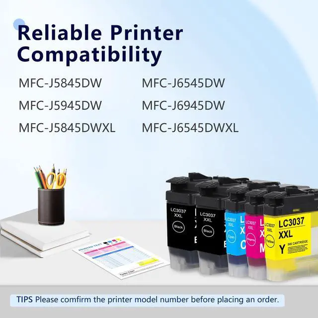 Alt view image 2 of 7 - LC3037 LC3037XXL Ink Cartridges Replacement for Brother LC3037BK LC3037C LC3037M LC3037Y Ink Super High-Yield Work for MFC-J5945DW MFC-J5845DW MFC-J6545DW MFC-J6945DW Printers (5 Pack)