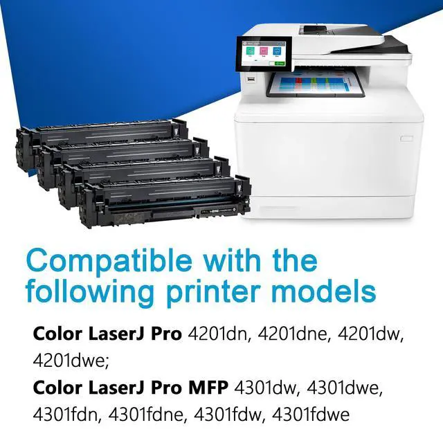 Alt view image 2 of 7 - 210A Toner Cartridges 4 Pack (with Chip) Replacement for HP 210A Toner Cartridges for Color LaserJ Pro MFP 4301fdw Toner MFP Pro 4301fdn 4201dw 4201dn 4301 4201 Series Printer