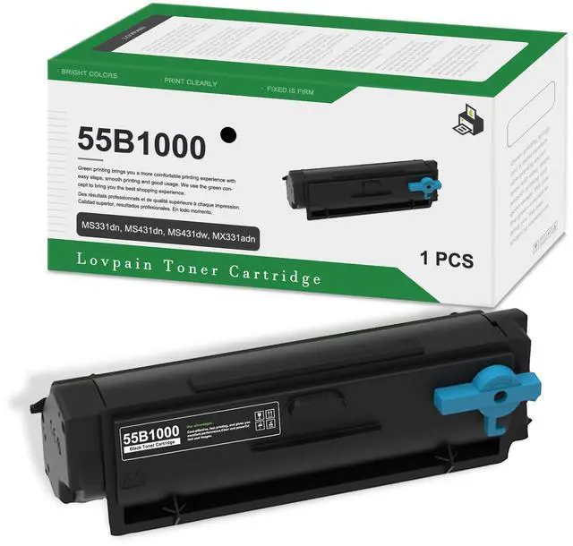 Main image of 55B1000 Black Toner Cartridge(1-Pack) - Lvan Compatible 55B1000 High Yield Toner Cartridge Replacement for Lexmark MS331dn, MS431dn, MS431dw, MX331adn, MX431adn, MX431adw, MX432adwe Printer