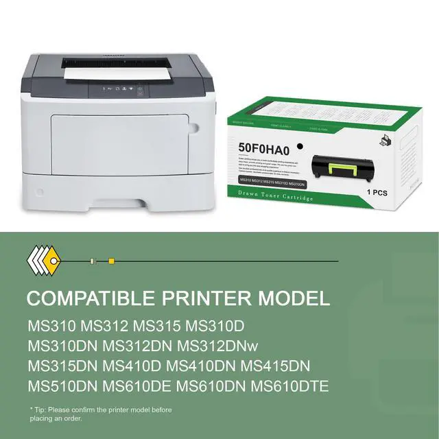 Alt view image 2 of 6 - 50F0HA0 Black Toner Cartridge(1-Pack) - Compatible 500HA High Yield Toner Cartridge Replacement for Lexmark MS310 MS312 MS315 MS310D MS310DN MS312DN MS312DNw MS315DN MS410D MS410DN MS510DN Printer