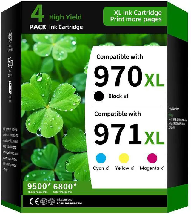 Main image of 970XL/971XL Ink Cartridge 4-Pack Replacement for HP 970 and 971 Combo Pack Compatible with HP OfficeJet Pro X451dw X451dn X476dw X476dn X576dw X551dw Printer Ink(4PK Black Cyan Magenta Yellow)