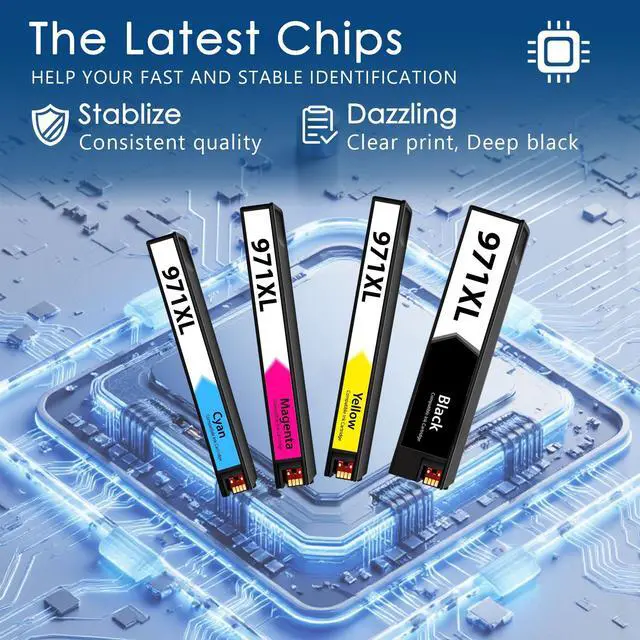 Alt view image 5 of 7 - 970XL/971XL Ink Cartridge 4-Pack Replacement for HP 970 and 971 Combo Pack Compatible with HP OfficeJet Pro X451dw X451dn X476dw X476dn X576dw X551dw Printer Ink(4PK Black Cyan Magenta Yellow)