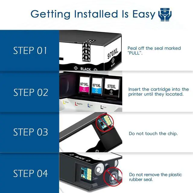 Alt view image 6 of 7 - 970XL/971XL Ink Cartridge 4-Pack Replacement for HP 970 and 971 Combo Pack Compatible with HP OfficeJet Pro X451dw X451dn X476dw X476dn X576dw X551dw Printer Ink(4PK Black Cyan Magenta Yellow)