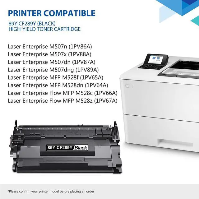 Alt view image 2 of 7 - 89Y Black Extra High-Yield Toner Cartridge 1 Pack (22,000 Pages, with Chip) Works with Laser Enterprise M507, MFP M528 Series Replacement for HP 89Y CF289Y 89X CF289X 89A CF289A Toner Cartridge