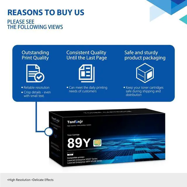 Alt view image 6 of 7 - 89Y Toner Cartridge with Chip 2PK Compatible Replacement for HP 89Y Extra-High-Yield Black Toner Cartridge, CF289Y 89X 89A to use with Laser Enterprise M507 Series, Enterprise MFP M528 Series Printer