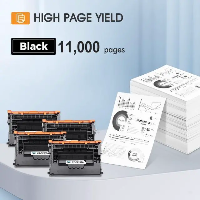 Alt view image 3 of 6 - CF237A 37A Black Toner Cartridge 4-Pack CF237A 37X CF237X M607 M608 M609 | Compatible for HP 37A Black Toner Cartridge for Enterprise M607n M607dn M608n M608dn MFP M631 M632 M633 Series Printer