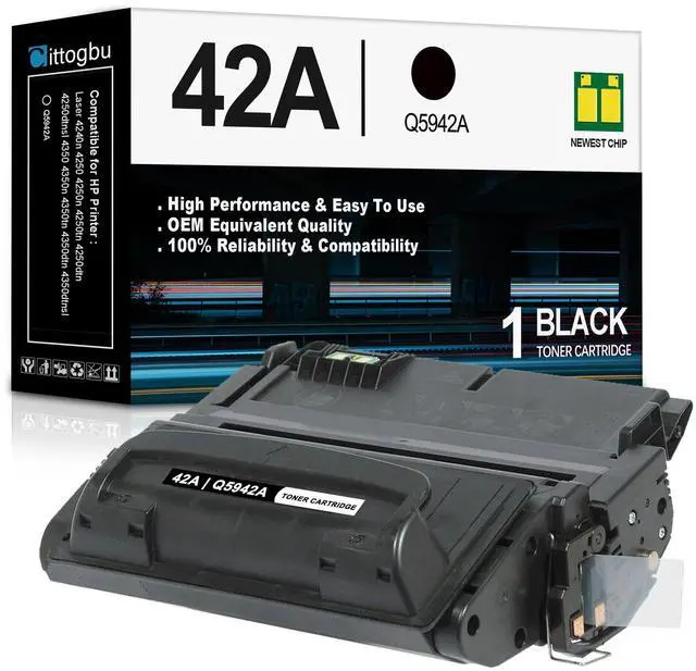 Main image of 42A Black Toner Cartridge (1 Pack) Compatible 42A Q5942A 42X Q5942X Toner Cartridge Replacement for HP Laser 4240n 4250 4250n 4250tn 4250dtn 4250dtnsl 4350 4350n 4350tn 4350dtn 4350dtnsl Printers