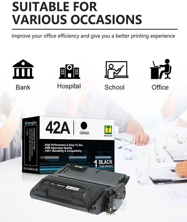 Alt view image 5 of 6 - 42A Black Toner Cartridge (1 Pack) Compatible 42A Q5942A 42X Q5942X Toner Cartridge Replacement for HP Laser 4240n 4250 4250n 4250tn 4250dtn 4250dtnsl 4350 4350n 4350tn 4350dtn 4350dtnsl Printers