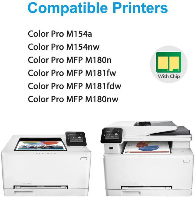 Alt view image 2 of 7 - 204A Toner Cartridges 4 Pack M180nw Compatible for HP 204A CF510A CF511A CF512A CF513A Color LaserJet Pro MFP M180nw M180n M181fw M181fdw M154a M154nw Printer (Black/Cyan/Magenta/Yellow)