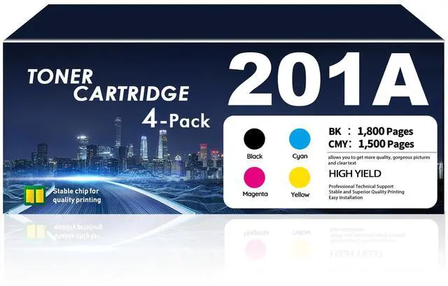 Main image of 201A 4-Pack Black/Cyan/Magenta/Yellow Toner Cartridges M277dw Compatible for HP 201A 201X Works with Color LaserJet Pro M277dw M277n M252dw M252n M277c6 M277 M252 Printer | CF400A CF401A CF402A CF403A