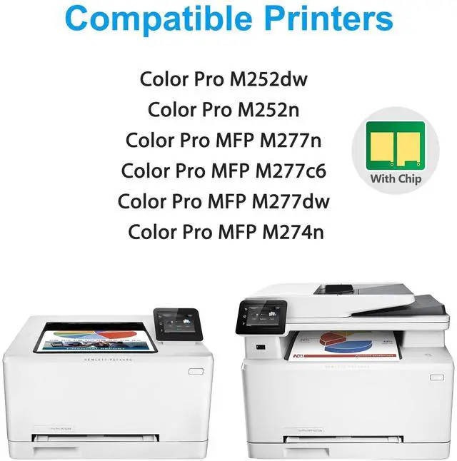 Alt view image 2 of 7 - 201A 4-Pack Black/Cyan/Magenta/Yellow Toner Cartridges M277dw Compatible for HP 201A 201X Works with Color LaserJet Pro M277dw M277n M252dw M252n M277c6 M277 M252 Printer | CF400A CF401A CF402A CF403A