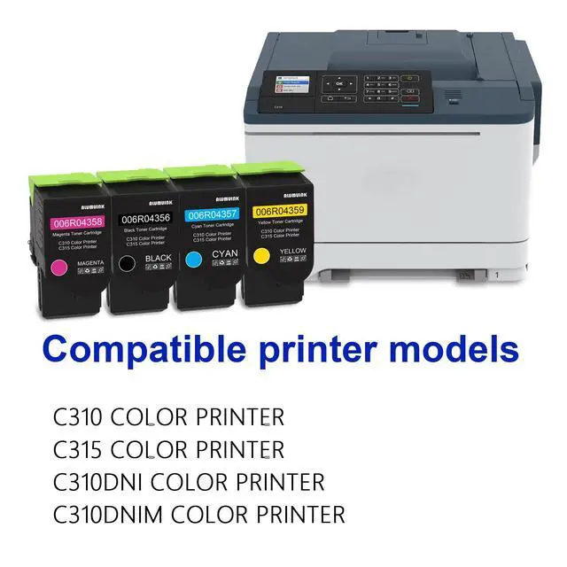 Alt view image 2 of 7 - C310 C315 Toner Cartridge Set (4-Pack BK/C/M/Y) Replacement for Xerox 006R04356 006R04357 006R04358 006R04359 Toner for C310 C315 C310DNI C315DNI Printer