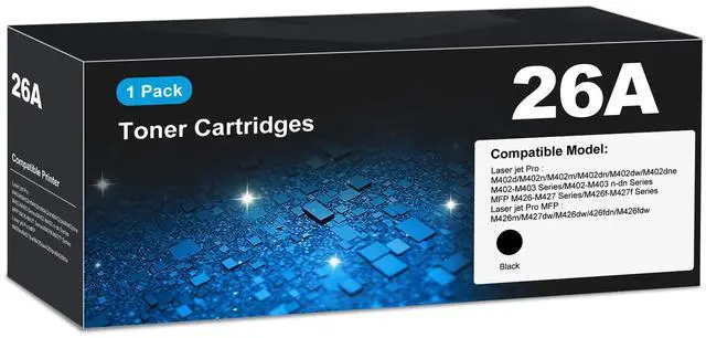 Main image of CF226A 26A Toner Cartridges Black (1-pack) for HP 26A 26X CF226X, Laser Jet M402n M426fdw Toner Cartridges, CF226 for Laser Jet pro M402n M426fdw M402dn M402dw M402m Pro MFP M427dw M426dw M426fdn