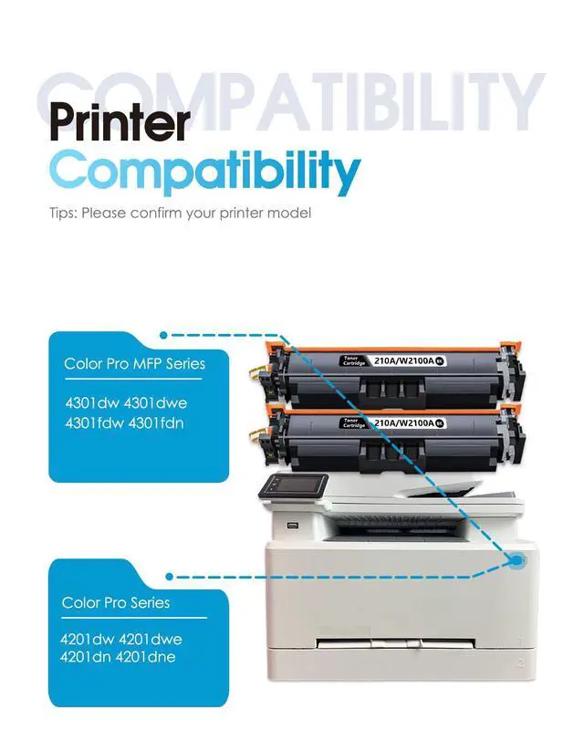 Alt view image 2 of 7 - 210A 210X Black High-Yield Toner Cartridges Replacement for HP 210A W2100A Toner Cartridges Work with Color Laser pro MFP 4301fdw 4301dn 4301dw, Pro 4201dw 4201dn(2 Pack, Black)