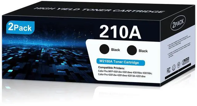 Main image of 210A 210X Black High-Yield Toner Cartridges Replacement for HP 210A W2100A Toner Cartridges Work with Color Laser pro MFP 4301fdw 4301dn 4301dw, Pro 4201dw 4201dn(2 Pack, Black)