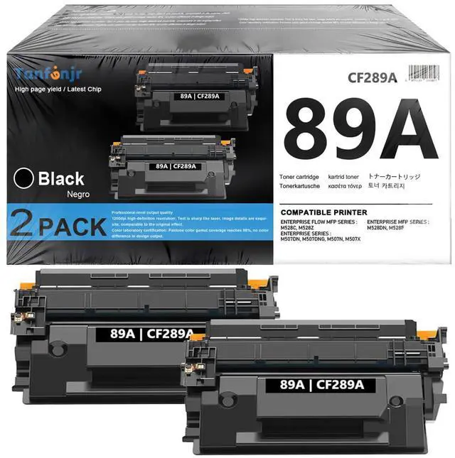Main image of 89A Black Toner Cartridge (with Chip) 2-Pack | 5000 Pages High Yield | Replacement for HP 89A CF289A 89X CF289X | For LaserJet Enterprise M507 M507n M507dn M507x MFP M528dn M528f M528c M528z Printers