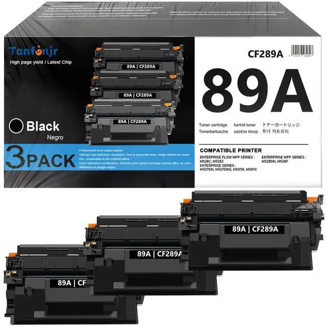 Main image of 89A High Yield Black Toner Cartridges 3-Pack with Chip, Compatible Replacement for HP 89A CF289A 89X CF289X, Fits LaserJet Enterprise M507 M507n M507dn M507x MFP M528dn M528f M528c M528z Printer