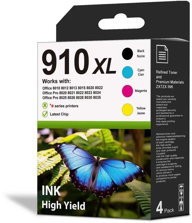 Main image of 910XL High Yield Ink Cartridges (4-Pack,Black/Cyan/Magenta/Yellow) Compatible 910 XL Ink Replacement for HP 910 910XL Ink Cartridges Office 8010 8015 8018 8022 Pro 8020 8025 8028 8030 8035 Printer