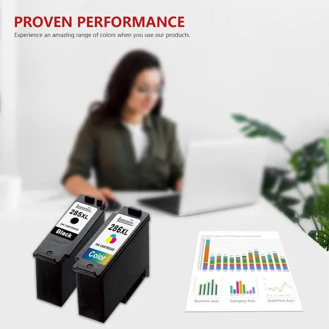 Alt view image 7 of 7 - PG-285 XL Black/CL-286 XL Color Ink Cartridges (2-Pack, Black, Tri-Color) - Lometic PG-285XL CL-286XL Ink Replacement for Canon PIXMA TS7720 and TR7820 Printer