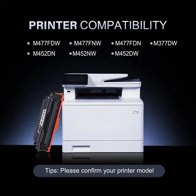 Alt view image 3 of 7 - 410A Toner Cartridges 4 Pack (C/M/Y/K) Replacement for 410A 410X Toner Cartridge CF410A CF411A CF412A CF413A CF410X Work Pro M477fdw M477fdn M452dn M452dw M452nw MFP M477fnw Toner Printer with Chip