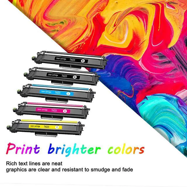 Alt view image 5 of 6 - 5 Pack TN223 BK/C/M/Y Toner Cartridge (with chip): Compatible TN223 TN-223 Replacement for Brother MFC-L3770CDW L3710CW L3730CDW HL-3210CW 3230CDW 3270CDW 3290CDW DCP-L3510CDW L3550CDW Printer