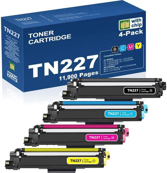 Main image of TN227 TN-227BK/C/M/Y High Yield Toner Cartridge Replacement for Btother TN-227 TN 227 TN-223BK/C/M/Y TN223 with HL-L3270CDW MFC-L3770CDW HL-L3290CDW MFC-L3750CDW HL-L3210CW Printer (4 Pack)