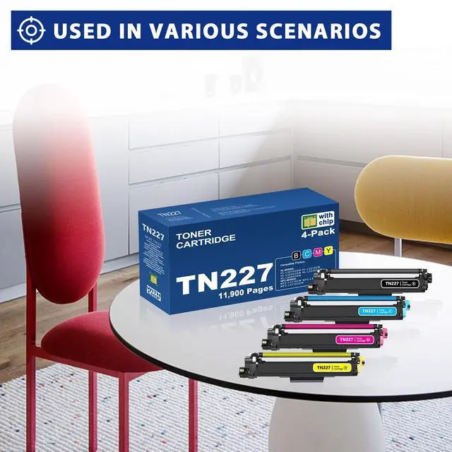 Alt view image 6 of 7 - TN227 TN-227BK/C/M/Y High Yield Toner Cartridge Replacement for Btother TN-227 TN 227 TN-223BK/C/M/Y TN223 with HL-L3270CDW MFC-L3770CDW HL-L3290CDW MFC-L3750CDW HL-L3210CW Printer (4 Pack)