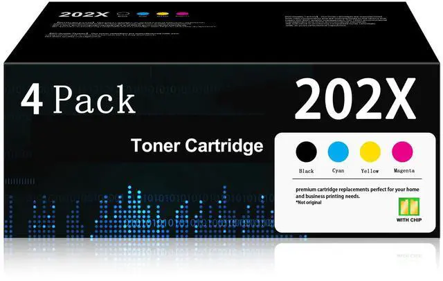 Main image of 202X Toner Cartridges 4-Pack with Chip: Replacement for HP 202X 202A CF500X CF501X CF502X CF503X Color MFP M281fdw M281cdw M281fdn Pro M254dw Toner Printer (Cyan Magenta Yellow Black)